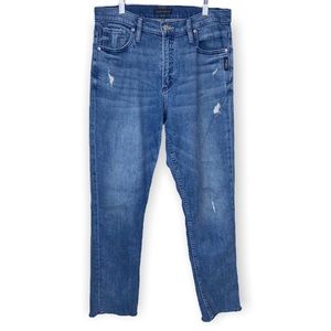 Silver Jeans Straight Leg Blue Frisco Straight Distressed Denim Jeans Size 29